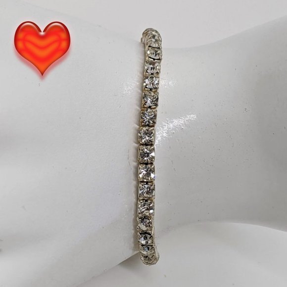 Jewelry - 3 For 20 Prong Set Rhinestone Stretch Tennis Bracelet Silver Tone